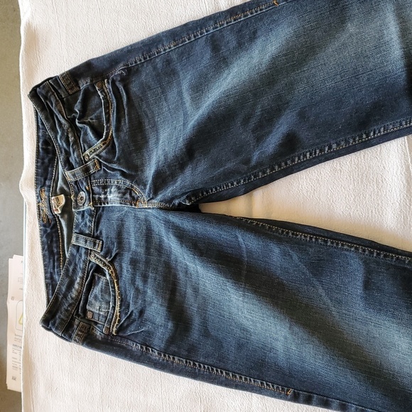 Silver Jeans Embroidered Pockets Western Glove Works Lola Sz. 28x31 Flared Jeans - Picture 8 of 13